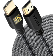 PowerBear 4K HDMI Cable 15 m | 18Gbps High Speed HDMI Cable, Braided Nylon and Gold Connector, 4K @ 60Hz, Ultra HD, 2K, 1080P, ARC and CL3 Certified | for Laptop, Monitor, CL3, PS5, PS4