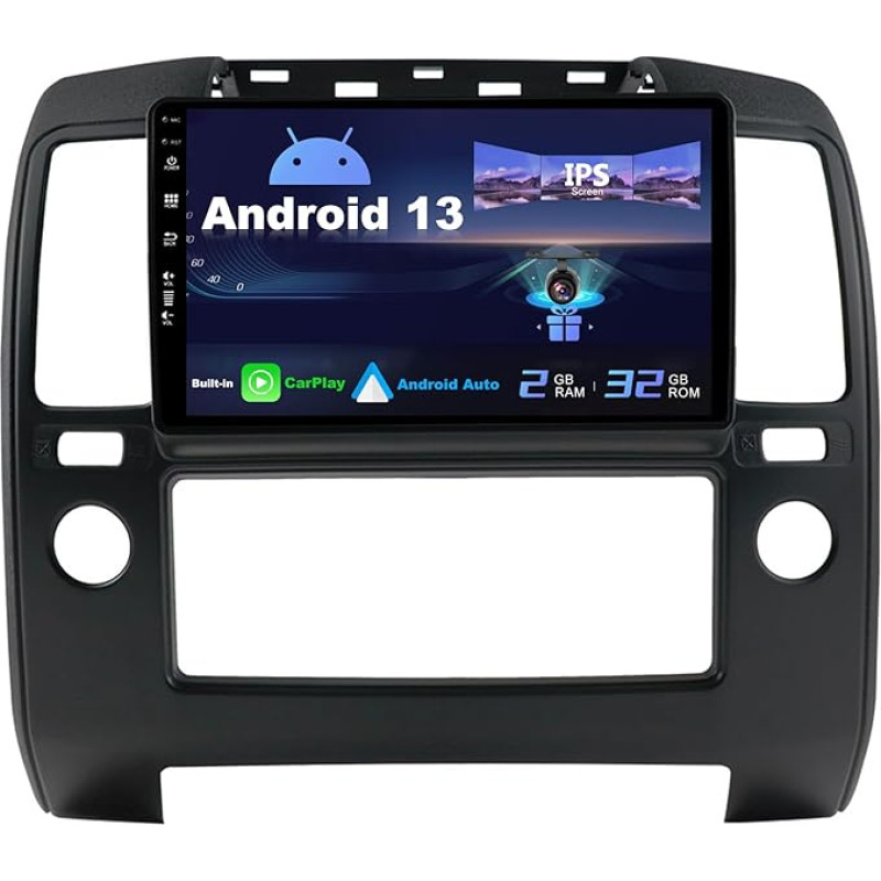 SXAUTO Android 13 IPS Car Radio for Nissan Navara 3 D40 (2004-2010) - Built-in CarPlay / Android Car - Reversing Camera Free - 2G + 32G - Steering Wheel Control DAB Fast Boot WiFi DSP - 2 DIN 9 Inch