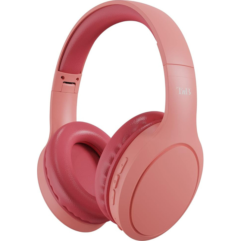 T'NB Wireless Headphones, Foldable Passive Noise Cancelling Headphones with Bluetooth Connection, Stereo Sound with Built-in Microphone, Battery Life up to 30 Hours - Pink