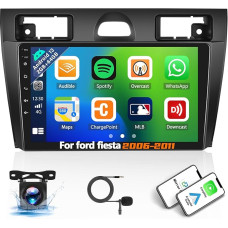 [2G + 64G] Car Radio Android 13 for Ford Fiesta 2006-2011 with Carplay Android Car, 9 Inch Touchscreen Radio with GPS WiFi FM / RDS Bluetooth Mirror Link + Reversing Camera AHD & Mic