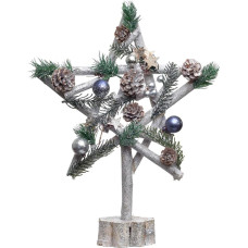 HEITMANN DECO Decorated Christmas Star with Wooden Stake Advent Decoration Christmas Tree Branches Baubles Stars Natural Approx. 21 x 5.5 x 30 cm