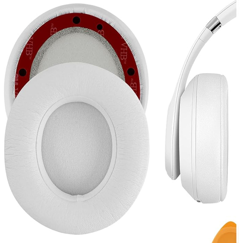 Geekria Performance Protein Leather Ear Pads for Studio 3, Studio 2, Studio Wired B0500 / Wireless B0501 Headphones Ear Pads/Ear Pads/Ear Cups/Ear Pads (White/Extra Thick)