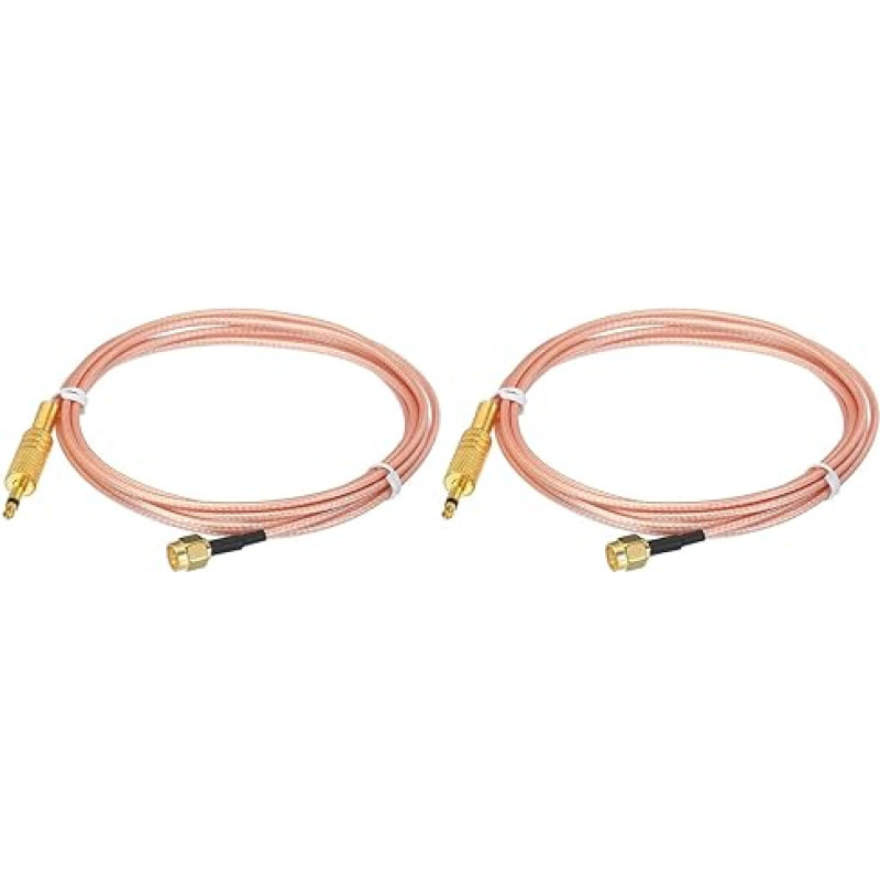 sourcing map 2 x 1.5m RG316 SMA Male to 3.5mm TS Male Low Loss Coaxial Cable - Orange