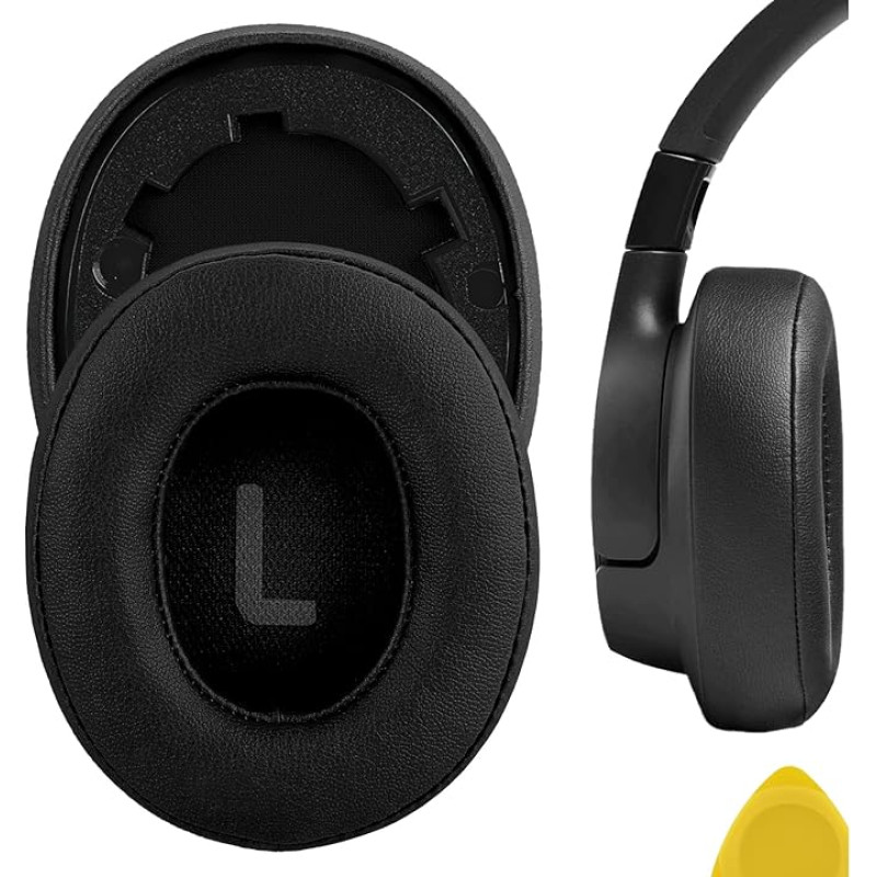 Geekria QuickFit Protein Leather Replacement Ear Pads for JBL Tune 700BT, 750BTNC Wireless Over-Ear Headphones Ear Pads, Headset Ear Pads, Ear Cups Repair Parts (Black)