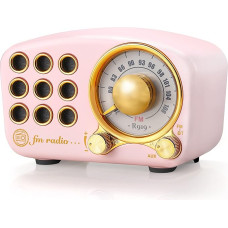 Retro Radio Bluetooth Speaker, Vintage Radio Greadio FM Radio with Old Fashioned Classic Style, Strong Bass Boost, Loud Volume, Bluetooth 5.0 Connection, TF Card Slot and MP3 Player Pink