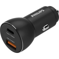 PHILIPS - Car Charger DLP2521/00 - USB-A and USB-C Output - Cigarette Lighter - iPhone Charger - 36W Quick Charge - Black