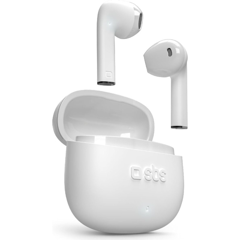 SBS TWS ONE Colour Earphones with Charging Case, Touch Controls and Integrated Microphone, Voice Assistant, Up to 3 Hours of Listening Time, Includes USB-C Charging Cable, White