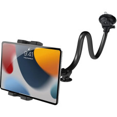 Windscreen Dashboard Car Tablet Holder, woleyi Car Tablet Holder Front with Suction Cup [34 cm Gooseneck Long Arm Extension] for iPad Pro Air Mini, Galaxy, Huawei, Mobile Phones, 4-12.9 Inches