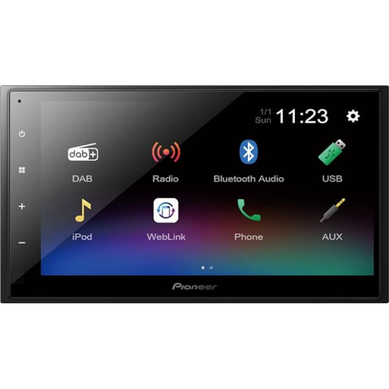 Pioneer DMH-A340DABAN 2-DIN Multimedia Player, Short Installation Depth, 6.8 Inch ClearType Touch Screen, Smartphone Connection, DAB/DAB+ Digital Radio, Bluetooth, 13-Band Graphics Equalizer, Includes