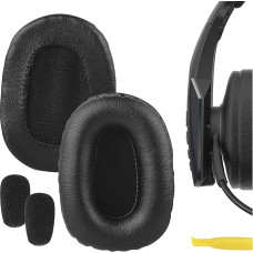 Geekria QuickFit Replacement Protein Leather and Foam Ear Pads Compatible with BlueParrott B450-XT B450XT Headphones, Microphone Foam Cover + Ear Pads, Repair Parts (Black)