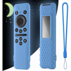 Silicone Protective Case Cover for Samsung Smart Solar Cell Remote Control 2023 TM2360E TM2360F BN59-01432A BN59-01432J BN59-01432B Silicone Protective Case with Lanyard (Glow Blue)