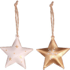 Pack of 8 White and Gold Metal Star Decorations