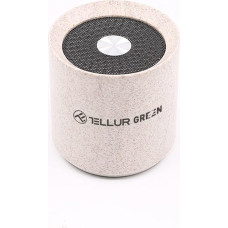 TELLUR Green Bluetooth Speaker Small, 3 W, Microphone, Hands-Free Function, Ultra Compact Music Box, Bluetooth, Made of Environmentally Friendly Eco Materials, Pocket Size, Cream