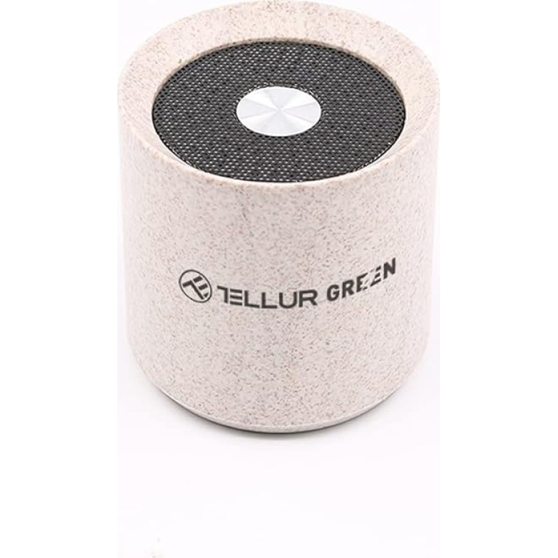 TELLUR Green Bluetooth Speaker Small, 3 W, Microphone, Hands-Free Function, Ultra Compact Music Box, Bluetooth, Made of Environmentally Friendly Eco Materials, Pocket Size, Cream