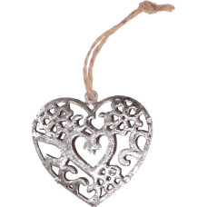 Pack of 8 Machined Metal Heart Decorations