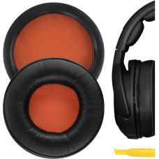 Geekria QuickFit Replacement Ear Pads for SteelSeries Siberia 800 840 Headphones, Ear Pads, Headset Ear Pads, Ear Cup Cover, Replacement Parts (Black/Orange)