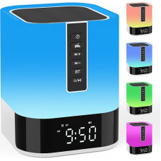 AFEXOA Bluetooth Speaker with Light, Gifts Girls, Alarm Clock with Light, White Noise Machine, Children's Light Alarm Clock, Bedside Lamp, Touch Dimmable with 48 Colour Changes, Gifts for Girls Boys