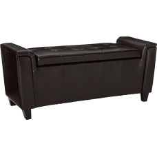 James Brown Leather Storage Bench with Arms 50D x 45W x 20.75H x 20.75H