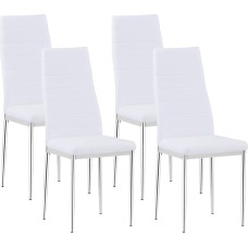 GOLDFAN 4 odinių valgomojo kėdžių rinkinys, modernios virtuvės kėdės, biuro kėdės, svetainės kėdės, minkštos kėdės su metalinėmis kojomis, baltos spalvos
