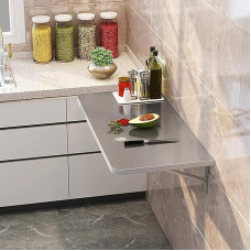 An der Wand montierter Esstisch, platzsparender, zusammenklappbarer, an der Wand montierter Klapptisch/an der Wand montierter Klapptisch aus Edelstahl/an der Wand montierte Stehtische/schwe