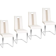 Valgomojo kėdės, 4 virtuvės kėdžių rinkinys su PU sėdyne ir atlošu, metalinėmis kojelėmis, modernios valgomojo, svetainės, virtuvės, biuro kėdės