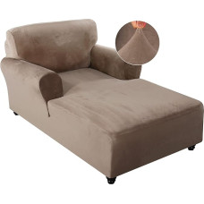 FantasDecor Velvet Chaise Lounge Cover, Stretch Slipcover for Living Room, Chaise Lounge Slipcover with Double Arm Chaise Lounge Cover for Bedroom, Chaise Longue, Soft Plush Fabric, Machine Washable