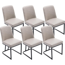 VESCASA 6er Set Esszimmerstühle aus Kunstleder mit Rückenlehne, moderne Stühle mit schwarzem Metallgestell für Esszimmer, Restaurant, Küche, Kieselgrau