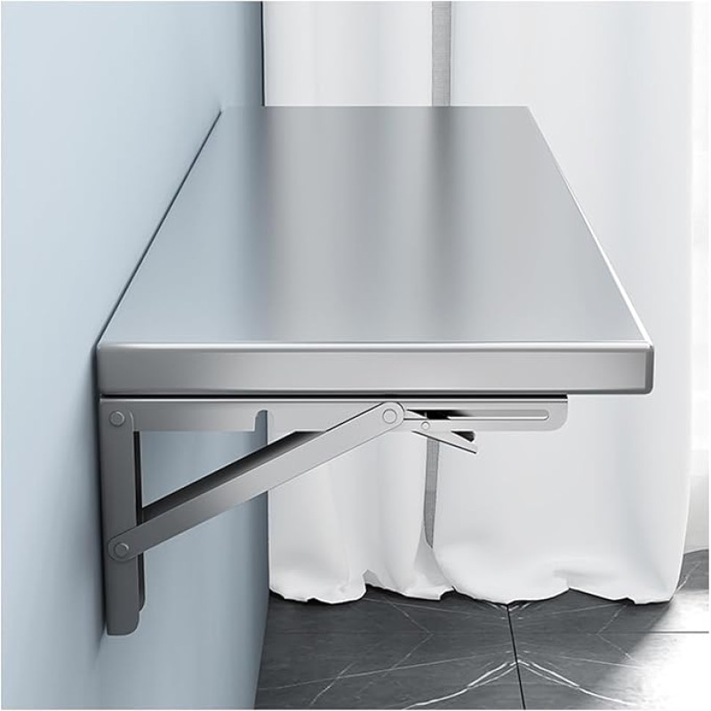 Robuster Klappschreibtisch aus Edelstahl zur Wandmontage, 50 kg Kapazität, platzsparendes Design, idealus Küche, Wohnzimmer, Badezimmer, Balkon und Restaurant