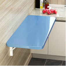 ZEQFEMKL Schwebender, an der Wand montierter Klappschreibtisch, Klapptisch, Computertisch, Werkbank für Home-Office, Schlafzimmer, Küche, Esszimmer, Blau, 120 x 50.