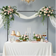 VEVOR Table Decoration Table Pole, 330-1066.8 mm High & 711.2-2489.2 mm Adjustable Length, Table Arch with Clamps, Decorative Table Frame for Wedding, Birthday & Christmas Decorations, Black