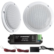 STUDIOFINIX 4-Zoll-wasserdichte Marine-Bluetooth-Deckenlautsprecher – IP66 wasserdicht, Hochdefinitionston, Flush-Mount für Badezimmer, Küche, Boot, Camper, Golfcart (Weiß, Paar)