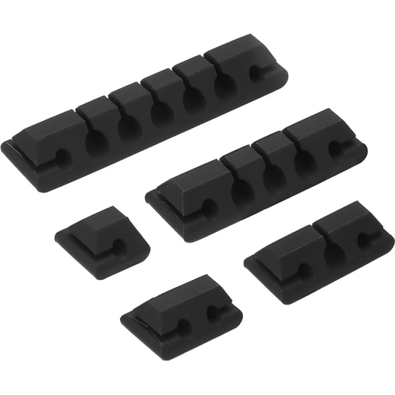 sourcing map Schreibtisch-Kabel-Organizer, Kabel-Management, schwarz, mehrere selbstklebende Drahthalter-Clips und Kabelhalter für Ladekabel, Nachttisch, Zuhause, 5 Stück