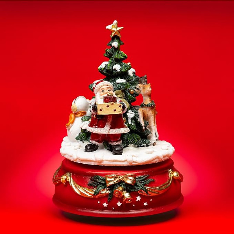 SIKORA Musik Spieldose Weihnachtsdeko Spieluhr Weihnachtsmann Mir Rentier - SD11