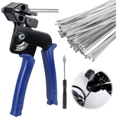 Kabelių surišimo replės, 100 nerūdijančio plieno kabelių kaklaraiščių ir metalinio kaklaraiščio pistoleto pakuotė, nerūdijančio plieno kabelių surišimo replės, metaliniai kabelių kaklaraiščiai, kabelių surišimo įrankis, kabelių surišimo pistoletas, skirta