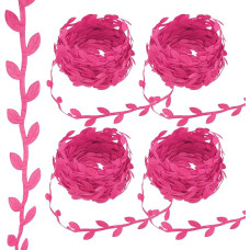 PATIKIL 40m Pink Red Leaf Ribbon Artificial Leaf Ribbon Christmas Wreath Gift Wrapping Wedding Decoration Style 8
