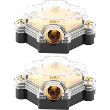 Power Distribution Block, 2 Pieces 1 in 3 Way Ground Cable Splitter, Easy to Install Amplifier Power Distribution Block, 3 Way Solid Brass Splitter Block for Car Audio Splitter