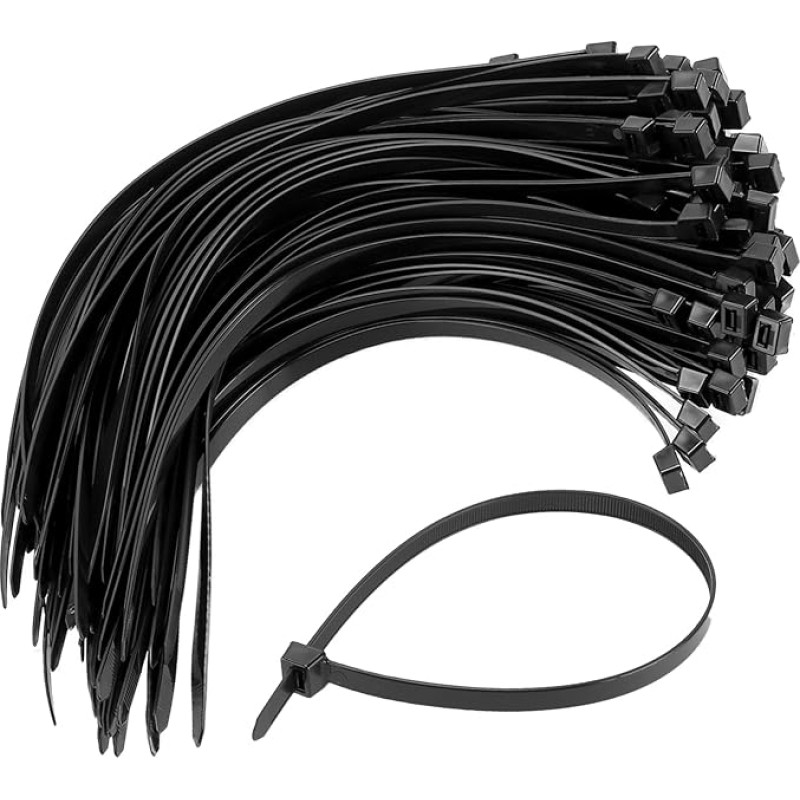 SINJEUN 100 Stück 500 x 12mm Kabelbinder Schwarz, Dicke Kabelbinder Industriequalität Nylon für Kabelmanagement, Gartenarbeit und Werkstätten