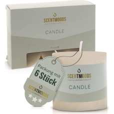 SCENTMOODS Rustic Pillar Candle Set - 6 rankų darbo žvakės iš dramblio kaulo kaulo - 5 x 5 cm, ilgai dega - natūralus augalinis vaškas be palmių aliejaus - be kvapo