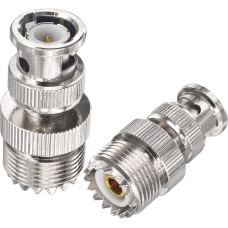 BOOBRIE BNC UHF koaksialinis kištukas SO239 UHF moteriškos lyties į BNC vyriškos lyties koaksialinį kištuką mažų nuostolių koaksialinis adapteris, skirtas RF antenoms / belaidžio LAN įrenginiams / koaksialiniam kabeliui / WiFi radijo imtuvams, 2 vnt.