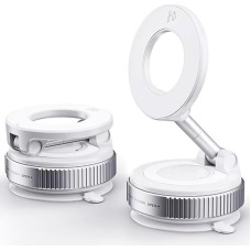 MroTech Vacuum Magnetic Mobile Phone Holder Car, Car Mount Suction Cup Strong Mobile Phone Holder 360° Rotatable Magnetic Phone Stand Holder for iPhone 16/15/14/13/12/Pro/Max Android Holder, White