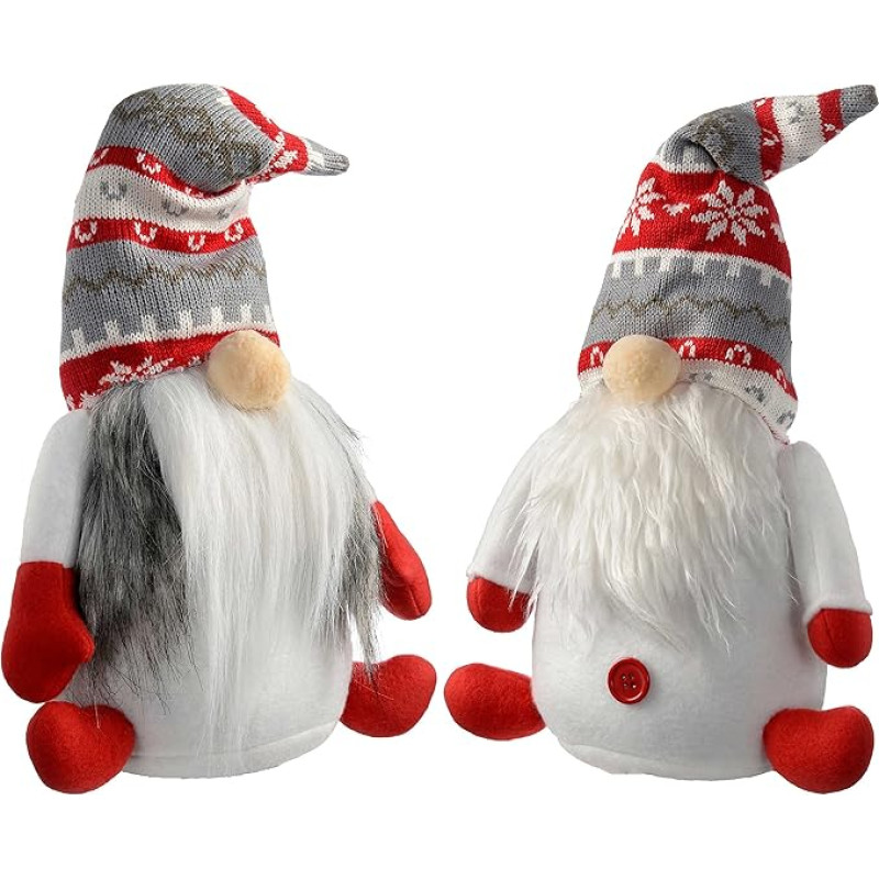 WeRChristmas Sėdintis Kalėdų Senelis Gonksas Kalėdų dekoracija, 31 cm - raudona/pilka, 2 vnt.