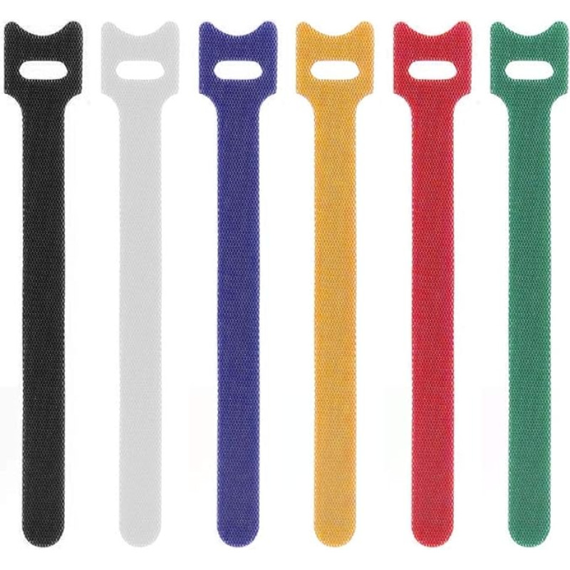 HQCM daugkartinio naudojimo kabelių kaklaraiščiai, 60 vienetų reguliuojamų kabelių kaklaraiščių Velcro tvirtinimo detalės Kablys ir kilpa Kabelių kaklaraiščiai Vielos vyniojimo tvarkingas valdymas, 6 spalvos