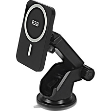 R2B telefono laikiklis automobiliui su Qi įkrovimo funkcija - magnetinis, siurbtukas, ventiliacija ir prietaisų skydelis - suderinamas su 