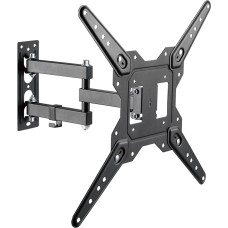 PureMounts TV Wall Mount Tilting and Pivoting Universal Bracket with Articulated Arm Max. VESA 400 x 400 mm for 23-55 Inch Flat & Curved Heel Monitor up to 30 kg Black