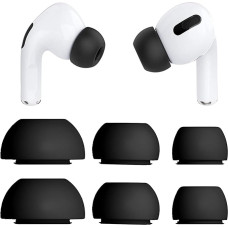 Just Accessories Ersatz-Ohrstöpsel für Airpods Pro und Airpods Pro 2. Generation, mit Geräuschreduzierungslöchern, Silikon-Ohrstöpsel für Airpods Pro XS/S/M/L, Schwarz, 3 Paar groß