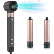 webeauty 3-in-1 Airstyler, 200 milijonų neigiamų jonų plaukų džiovintuvas su oro garbanojimo žnyplėmis, 110 000 apsukų per minutę, 20 M/S didelio greičio plaukų džiovintuvas, plaukų stiliukas džiovinimui ir garbanojimui