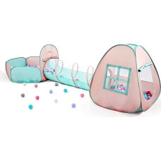 3-in-1-Pop-Up-Spielzelt für Kinder mit Tunnel und Bällebad für Kinder, Jungen, Mädchen, Babys und Kleinkinder, Spielhaus für drinnen und draußen, Orange, Pink/Hellgrün
