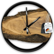 MODERNMOMENTS ® Medinis sieninis laikrodis be tykojimo garsų Rankų darbo kaimiškas alyvuogių medžio sieninis laikrodis Modernus medžio krašto medinis laikrodis Svetainės laikrodis Sieninis laikrodis iš medžio masyvo Natūralaus medžio laikrodžio apdaila