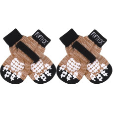 PUPTECK 2 poros dvipusių neslystančių kojinių šunims su reguliuojamais dirželiais, skirtos naudoti patalpose, batai šunims, letenų apsauga, vasarinė naminių gyvūnėlių letenų apsauga, traukos kontrolės kojinės ant kietmedžio grindų