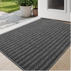 DEXI Doormat Indoor 90 x 150 cm, Non-Slip Dirt Trapper Mat, Absorbent Door Mat, Thin Door Mat for Dog, Entrance, Front Door & Hallway, Grey
